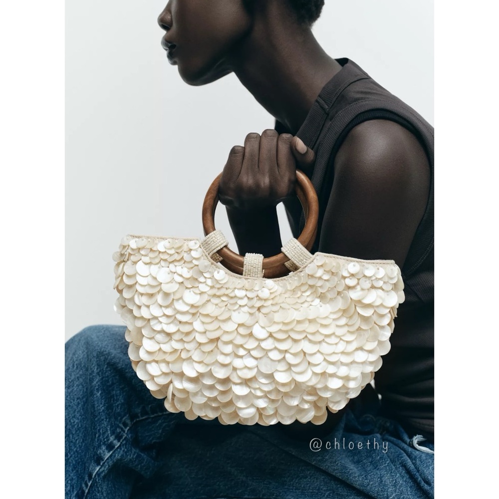 Zara FAUX MOTHER-OF-PEARL APPLIQUÉ BAG